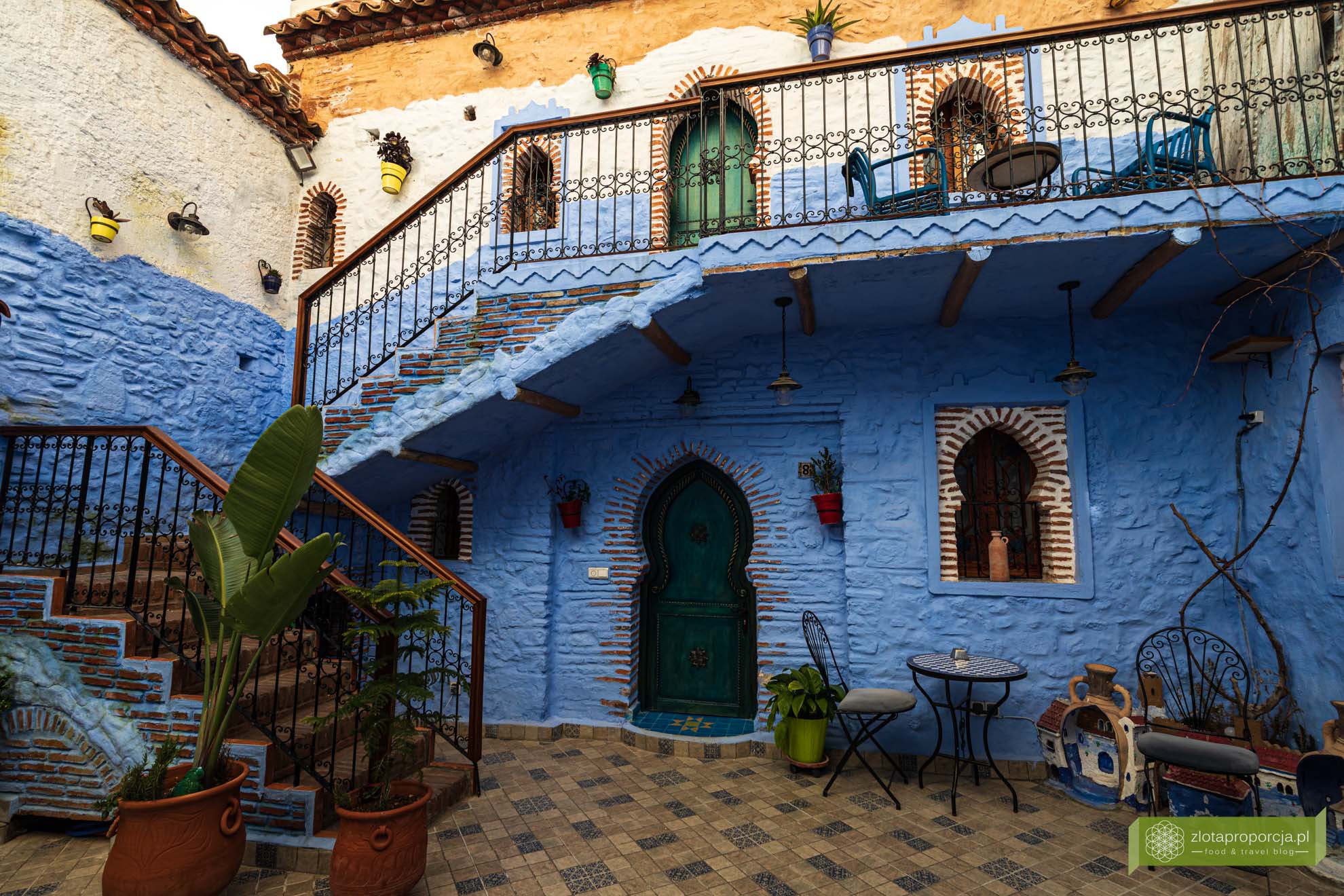 Maroko; Góry Rif; Szafszawan; niebieskie miasto Maroko; Chefchaouen; Szafszawan riad; Szafszawan riad Alhambra;